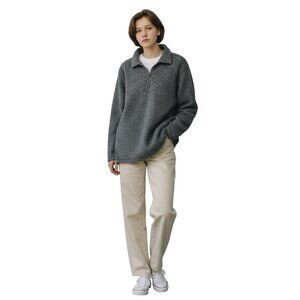 Woolrich Womens Original Outdoorwear Half-Zip Sweater Small Cozy Gray Wool-Blend